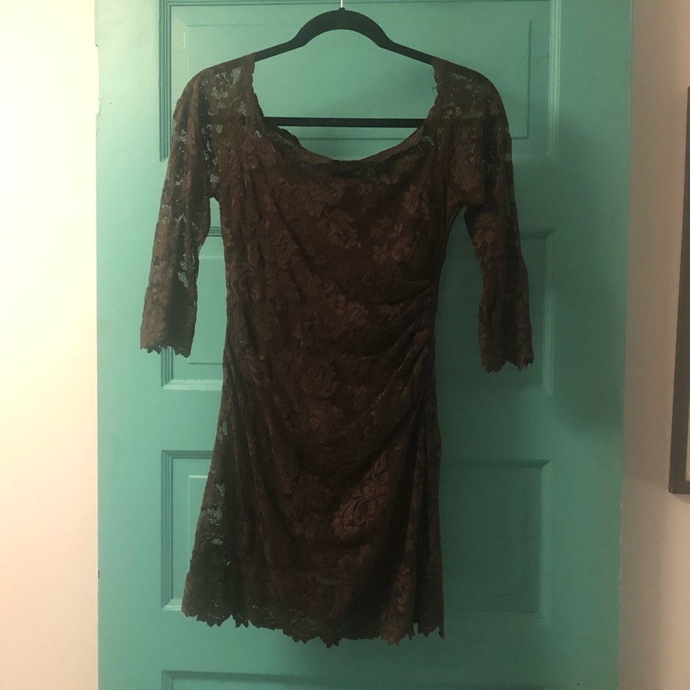 Brown lace dress Size 2